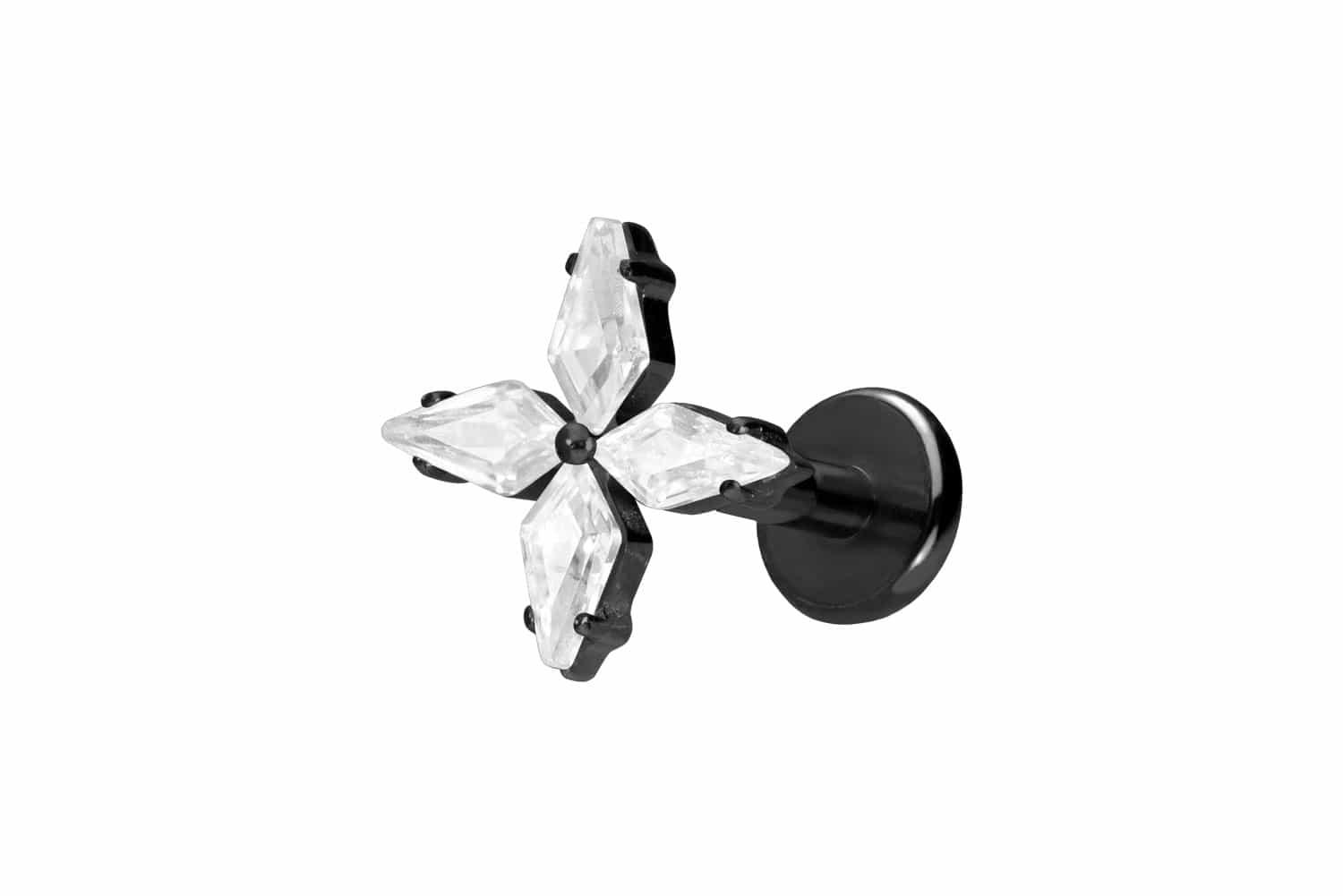 Titan Labret Piercing mit Push Fit KRISTALLSTERN